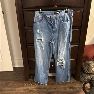 Fashion Nova Blue Boyfriend Jeans Distressed